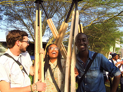 LADIES OF THE NIGHT SAFE: The trio of architects stand with their new invention at International Union of Architects in Durban in hope to save sex workers. Photo: Provided